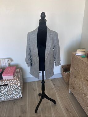 H&M Light Gray Women's Blazer - Tailored Open Front
